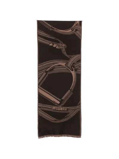 Gucci Equestrian-print Frayed Scarf In Multi