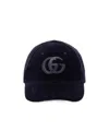 Gucci Textured Corduroy Baseball Cap With Curved Brim In Black