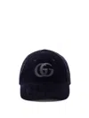 Gucci Textured Corduroy Baseball Cap With Curved Brim In Blue