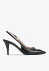 Gucci Erin Gg Leather Slingback Mules Women In Black