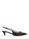 Gucci Black Slingback Pumps With Elastic Strap In Black