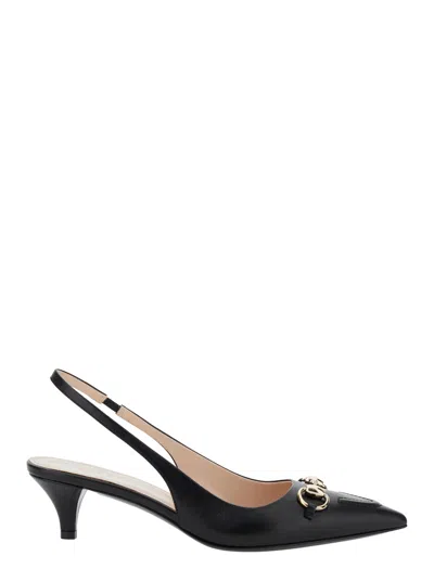 GUCCI GUCCI WOMEN 'ERIN' BLACK PUMPS WITH HORSEBIT DETAIL IN LEATHER WOMAN