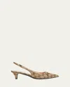 Gucci Damenpumps Aus Gg Canvas Mit Fersenriemchen In Beige Ebony