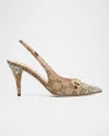 Gucci Slingback Pumps With Horsebit And Rhinestones In Crystal Cocoa