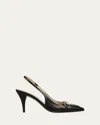Gucci Erin Gg Leather Slingback Mules Women In Black