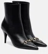 Gucci Leather Ankle Boots With Horsepiece In Black