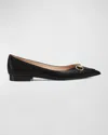 Gucci Horsebit Leather Pointed-toe Flats In 1000 Nero