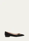 Gucci Horsebit Leather Pointed-toe Flats In Nero