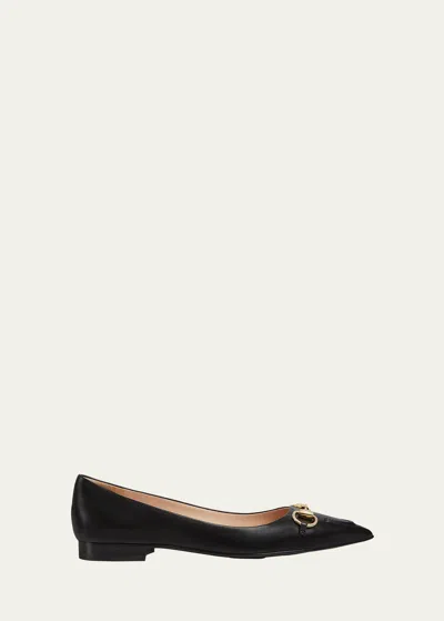 Gucci Erin Leather Horsebit Ballerina Flats In Nero