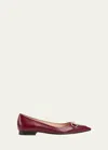 Gucci Erin Leather Horsebit Ballerina Flats In Rosso Ancora