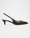 Gucci Horsebit Gg 45 Leather Slingback Pumps In Nero