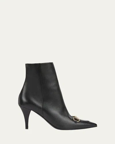 Gucci Erin Nappa Leather Horsebit Booties In Black