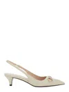 Gucci Leather Horsebit Slingback Pumps 45 In White
