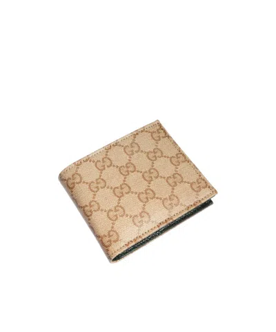 Gucci Essence Classic Bi-fold Wallet In Sand And Dark Brown