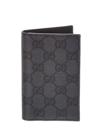 Gucci Essence Classic Canvas Leather Card Case In Burgundy