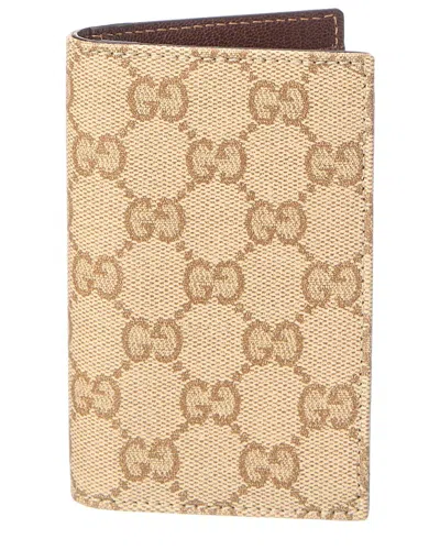 Gucci Essence Classic Gg Canvas Card Case In Brown