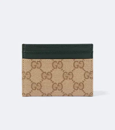 Gucci Essence Classic Gg Canvas Card Holder In Beige