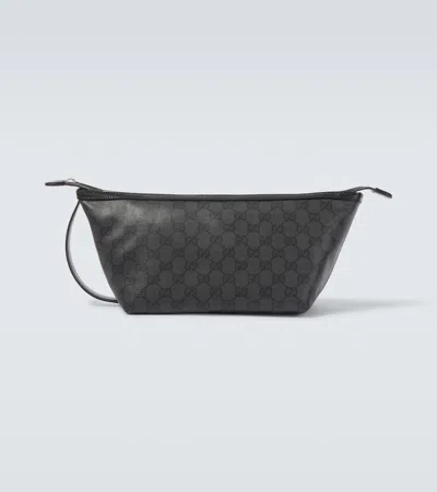 Gucci Essence Classic Gg Canvas Toiletry Bag In Black