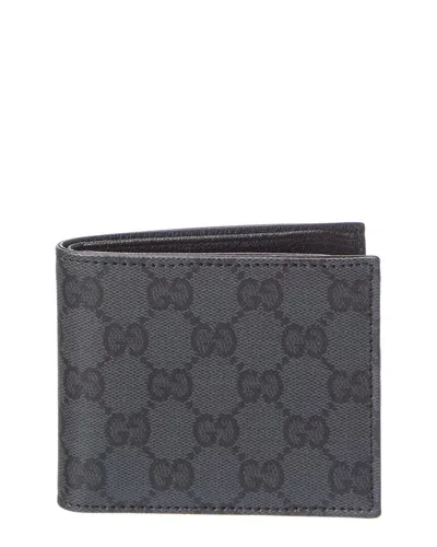 Gucci Essence Classic Gg Coated Canvas Bifold Wallet In Black