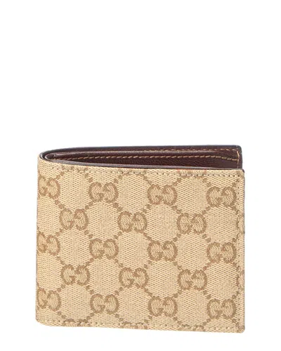 Gucci Essence Classic Gg Coated Canvas Bifold Wallet In Brown