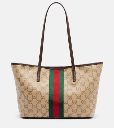 Gucci Essence Gg Canvas Small Tote Bag In Brown