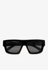 Gucci Essential Rectangular Logo Sunglasses In Black