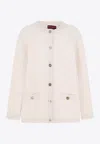 Gucci Women Ivory Stretch Boucle Cardigan In White
