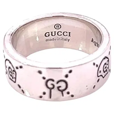 Pre-owned Gucci Estate Engraved Ring Size 8 Sterling Silver 8.5 Mm Height In Multi