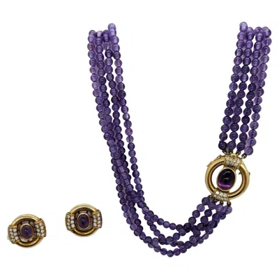 Pre-owned Gucci Estate  Amethyst And White Diamond Necklace And Earring Set