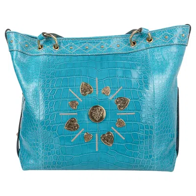 Pre-owned Gucci Exclusive Limited Edition Turquoise Crocodile Irina Tote Bag In Blue