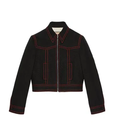 GUCCI EXPOSED STITCH BOMBER JACKET