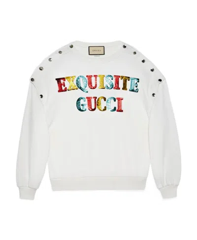 Gucci Exquisite  Sequin-embellished Sweatshirt In White