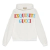 Gucci Hooded Sweatshirt With Unique Graphic Design And Bold Lettering In White