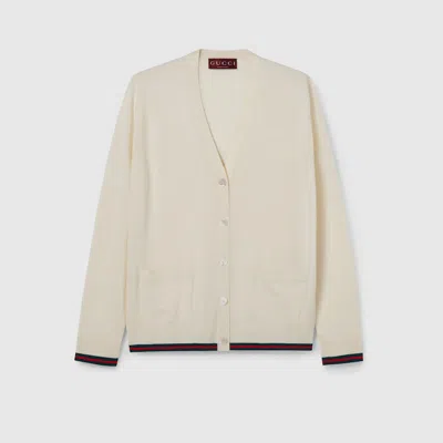 Gucci Extra Fine Cashmere Silk Cardigan In White