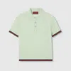 Gucci Extra Fine Cashmere Silk Polo Top In Green