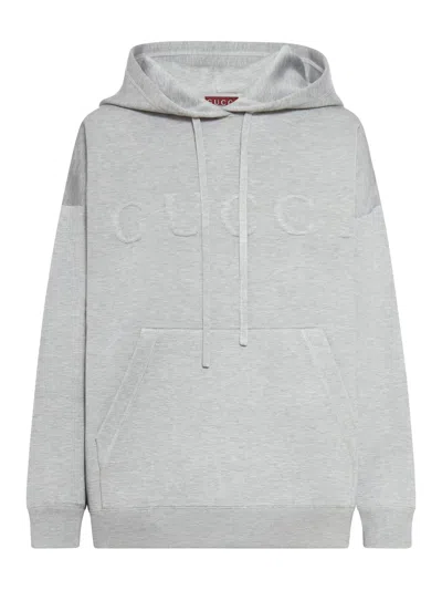 Gucci Extra Fine Knit Jumper With Hood In Grey