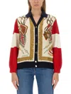 Gucci Crest-print Wool Cardigan In Multicolour