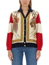 Gucci Crest-print Wool Cardigan In Multicolour