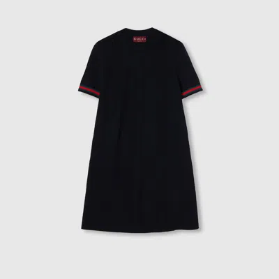 Gucci Web Crew Neck Dress In Blue