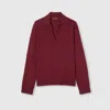 Gucci Extra Fine Wool Polo Top In Burgundy