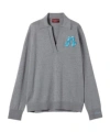 Gucci Extra Fine Wool Polo Top With Patch In Multi