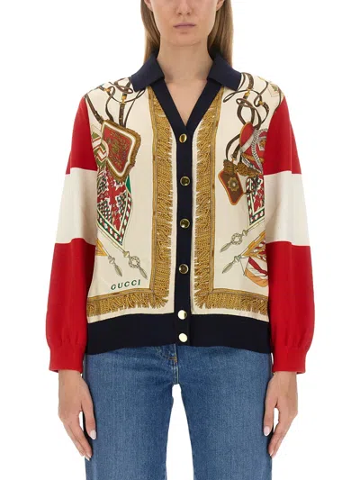 Gucci Extra-fine Wool Cardigan In Multi