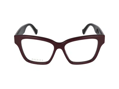Gucci Eyeglasses In Burgundy Burgundy Transparent