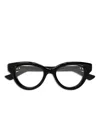 Gucci Eyeglasses Cat Eye Full Rim, Shiny Black Frame And Clear Demo Lens Lens Gg1832o001 In Black