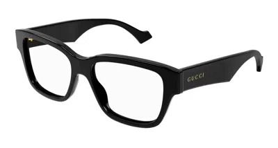 Gucci Eyeglasses  Gg1428o 001 Black Black Transparent 52/16/145 In Orange