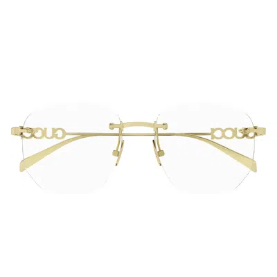 Gucci Eyeglasses Gg1806 O 002 Gold/transparent Women