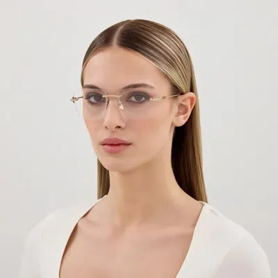 Gucci Eyeglasses Gg1938 O 001 Gold/transparent Women In Purple