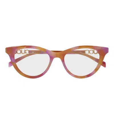 Gucci Eyeglasses Gg2034 O 004 Pink/clear Women In Brown