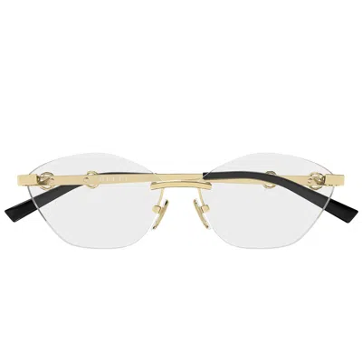 Gucci Eyeglasses Gg2050 O 002 Gold/clear Woman In Metallic