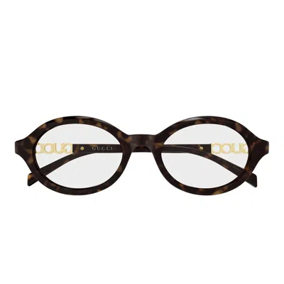 Gucci Eyeglasses Gg2153 O 002 Dark Brown/transparent Woman In Pink